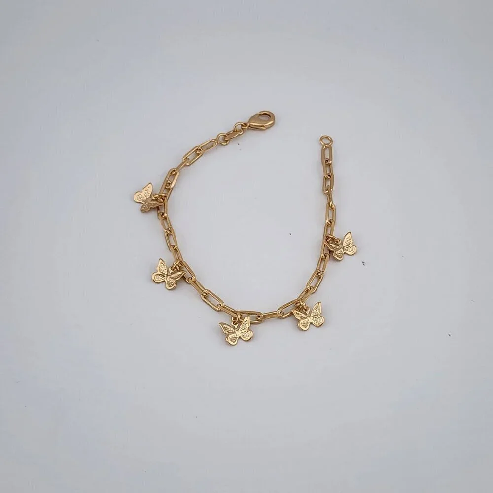 Brand New Brazilan 18k Gold Filled Multi Butterflies Bracelet